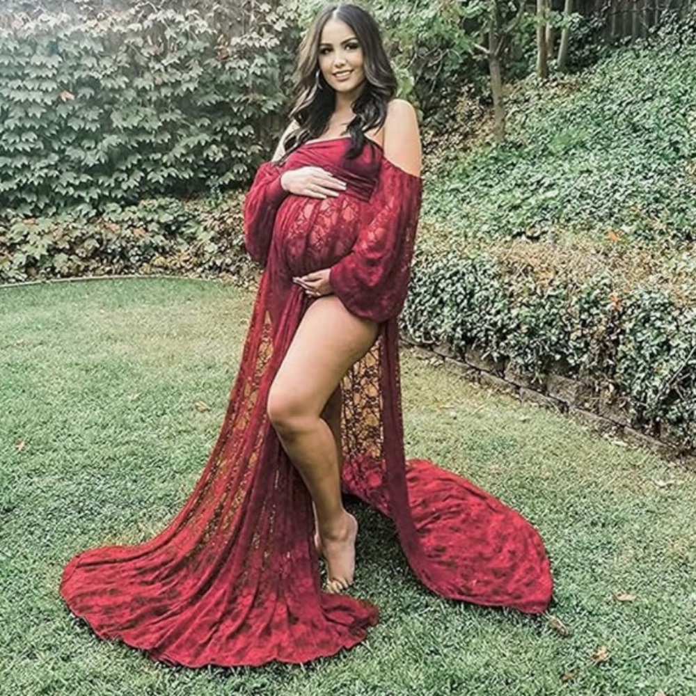 Elegant Red Lace Maxi Dress
